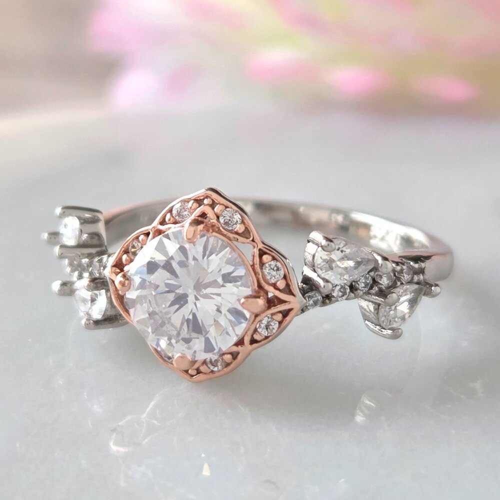 Floral Ring, Rose Gold - 925 Sterling Silver Charmed Aroma Beauty and the Beast